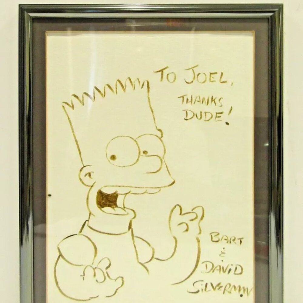 Matt Groening Ink Drawing Bart Simpson Signed David Silverman